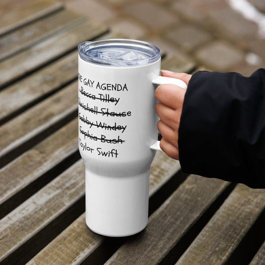 Gay Agenda List | Travel Mug With Cover and Handle